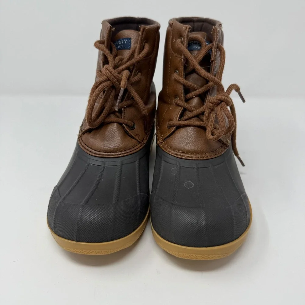 Sperry Port Boot Size‎ 4M Brown Black Duck Boots Lace Up All Weather Boys Youth